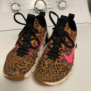 Nike Leopard Print Sneakers with Pink Accents